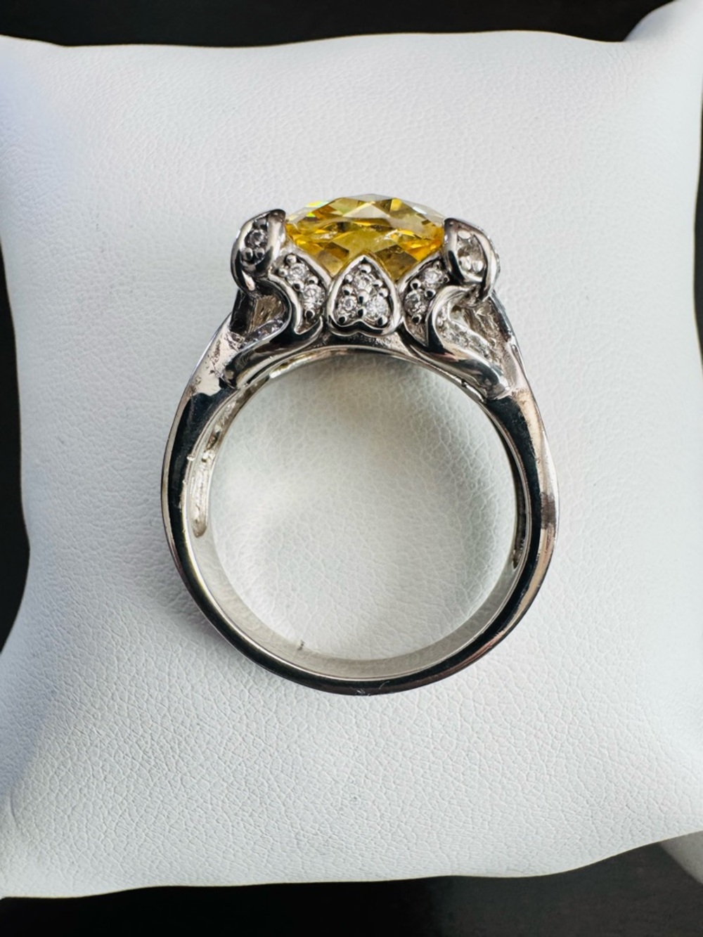 Vintage Sterling Silver Citrine Statement Ring size 10 - Picture 7 of 7
